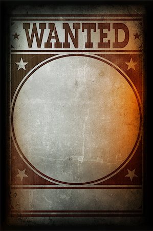 Wanted poster printed on a grunge wall background texture Stock Photo - Budget Royalty-Free & Subscription, Code: 400-07754287