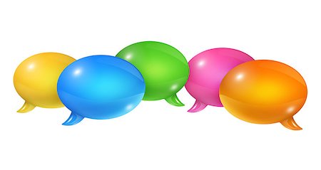 3D group of colored speech bubbles isolated on white Stock Photo - Budget Royalty-Free & Subscription, Code: 400-07754282