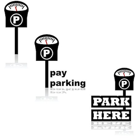 simsearch:400-06553976,k - Icon set showing a parking meter and messages about pay parking Foto de stock - Royalty-Free Super Valor e Assinatura, Número: 400-07754378