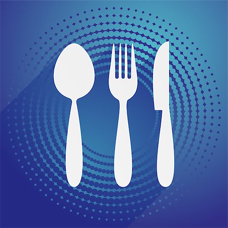 fork and spoon frame - Restaurant menu icon with cutlery blue halftone design Stock Photo - Budget Royalty-Free & Subscription, Code: 400-07754402