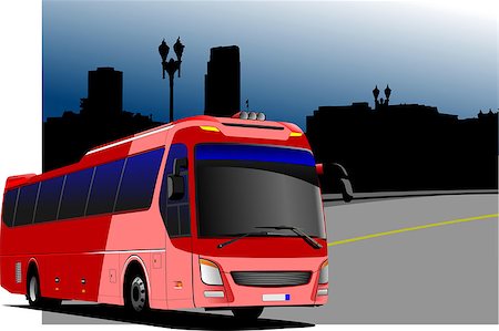 simsearch:400-04898575,k - City panorama with tourist bus image. Coach. Vector illustration Stock Photo - Budget Royalty-Free & Subscription, Code: 400-07754448