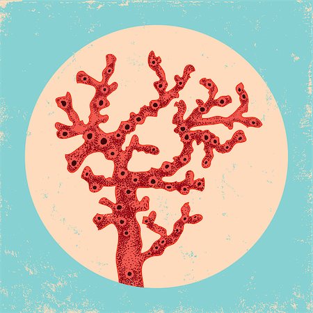 Vintage illustration of a red coral underwater Stock Photo - Budget Royalty-Free & Subscription, Code: 400-07754599