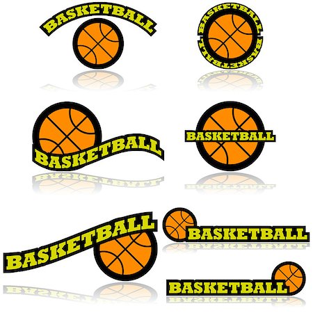 simsearch:400-08431494,k - Icon set showing a basketball combined with different representations of the word basketball Stock Photo - Budget Royalty-Free & Subscription, Code: 400-07754622