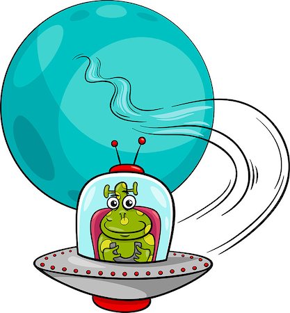 simsearch:400-07034082,k - Cartoon Illustration of Funny Alien or Martian Comic Character in Ufo Spaceship Fotografie stock - Microstock e Abbonamento, Codice: 400-07754638