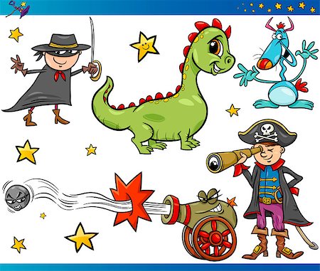 Cartoon Illustrations Set of Fairytale or Fantasy Characters Foto de stock - Super Valor sin royalties y Suscripción, Código: 400-07754652