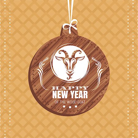 New year greeting card with goat vector illustration Stock Photo - Budget Royalty-Free & Subscription, Code: 400-07754862