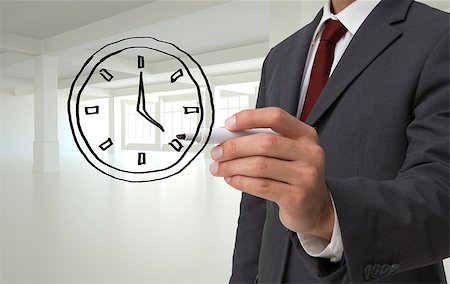 Composite image of business person drawing a black clock Stock Photo - Budget Royalty-Free & Subscription, Code: 400-07755153