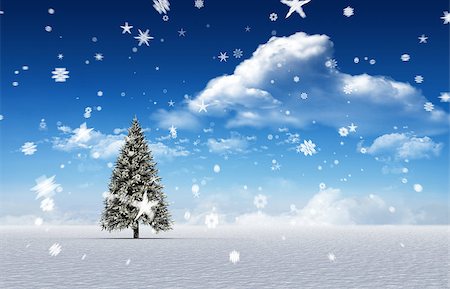 simsearch:400-07755560,k - Composite image of fir trees in snowy landscape with snow falling Stock Photo - Budget Royalty-Free & Subscription, Code: 400-07755270