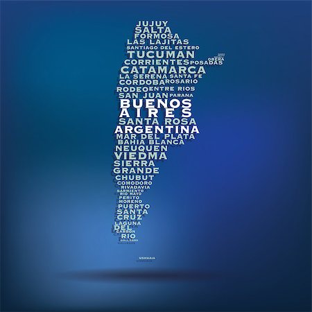extrudé - Argentina map made with name of cities - vector illustration Photographie de stock - Aubaine LD & Abonnement, Code: 400-07756106