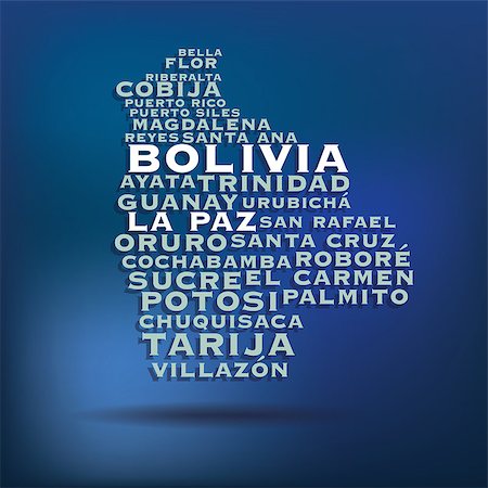 Bolivia map made with name of cities - vector illustration Photographie de stock - Aubaine LD & Abonnement, Code: 400-07756115