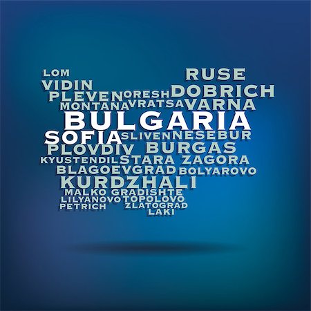 simsearch:400-07297774,k - Bulgaria map made with name of cities - vector illustration Stock Photo - Budget Royalty-Free & Subscription, Code: 400-07756119