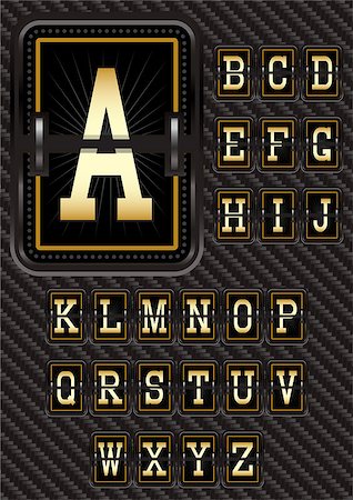 vector alphabet in retro style on carbon background Stock Photo - Budget Royalty-Free & Subscription, Code: 400-07756160