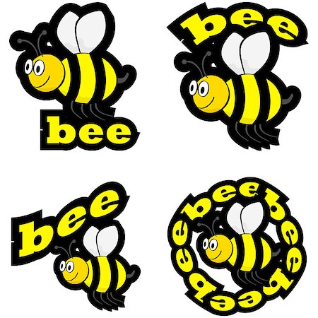 queen bee - Icon set showing a cartoon bee flying, combined with different representations of the word bee Stock Photo - Budget Royalty-Free & Subscription, Code: 400-07756163