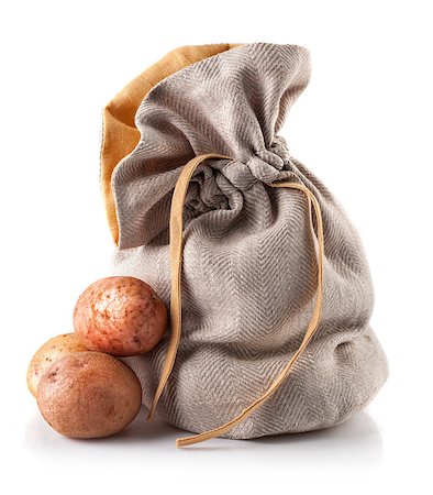 simsearch:400-08377901,k - Harvest potatoes in sack. Isolated on white background Stock Photo - Budget Royalty-Free & Subscription, Code: 400-07756222