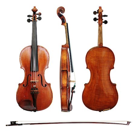 Violin and bow isolated on white background Stock Photo - Budget Royalty-Free & Subscription, Code: 400-07756433