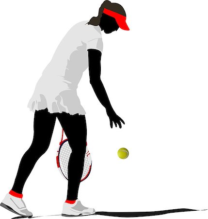 simsearch:400-05721850,k - Woman tennis. Colored Vector illustration Photographie de stock - Aubaine LD & Abonnement, Code: 400-07756826