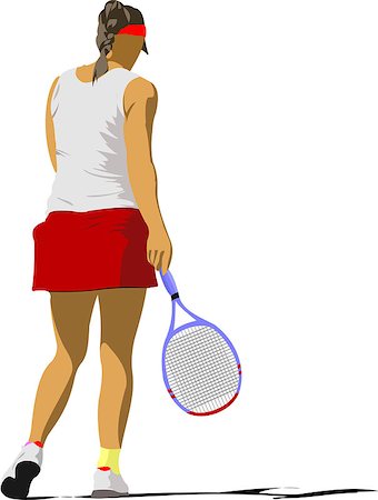 simsearch:400-07754437,k - Woman tennis poster. Colored Vector illustration Fotografie stock - Microstock e Abbonamento, Codice: 400-07756828