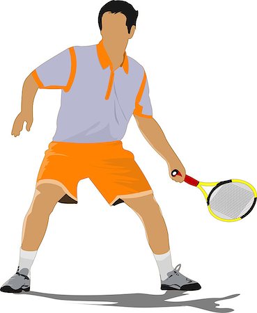 simsearch:400-05721851,k - Tennis player. Colored Vector illustration for designers Foto de stock - Super Valor sin royalties y Suscripción, Código: 400-07756820