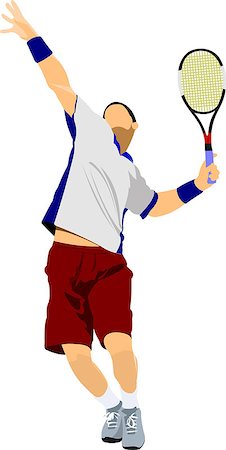 simsearch:400-07758215,k - Tennis player. Colored Vector illustration for designers Fotografie stock - Microstock e Abbonamento, Codice: 400-07756821