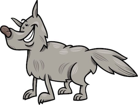 simsearch:400-09098520,k - Cartoon Illustration of Funny Gray Wolf Wild Animal Photographie de stock - Aubaine LD & Abonnement, Code: 400-07756964