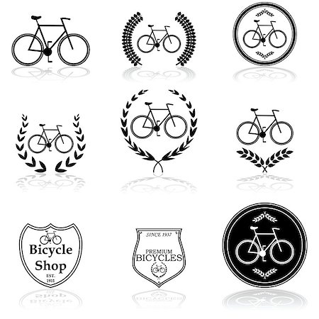 simsearch:400-06553976,k - Icon set showing a bicycle combined with different design elements Foto de stock - Royalty-Free Super Valor e Assinatura, Número: 400-07756978