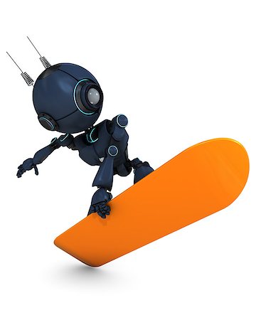 simsearch:400-07902525,k - 3D Render of a Robot surfer Stock Photo - Budget Royalty-Free & Subscription, Code: 400-07757105