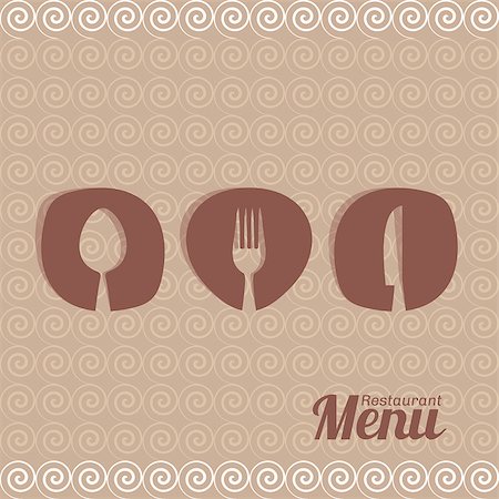 fork and spoon frame - Brown abstract vector restaurant menu design with cutlery Stock Photo - Budget Royalty-Free & Subscription, Code: 400-07757137