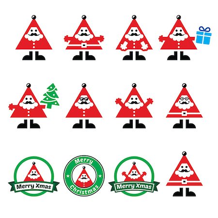 simsearch:400-06695587,k - Vector icons set of happy Santa isolated on white Stock Photo - Budget Royalty-Free & Subscription, Code: 400-07757202