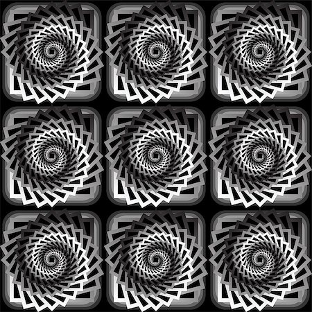 simsearch:400-07631184,k - Design seamless monochrome vortex twisting pattern. Abstract decorative striped textured background. Vector art Stockbilder - Microstock & Abonnement, Bildnummer: 400-07757216