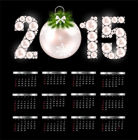 2015 New Year Calendar Vector Illustration. EPS10 Stock Photo - Budget Royalty-Free & Subscription, Code: 400-07757346