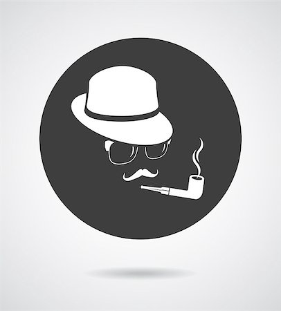 simsearch:400-08349890,k - Smoking gentleman. Vintage design elements set like retro man (hats, eyeglasses, moustaches, pipe). Hipster fashion. Man style. Vector illustration. Stock Photo - Budget Royalty-Free & Subscription, Code: 400-07757427