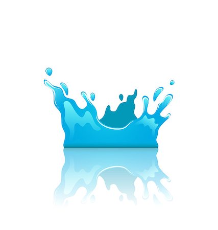 Illustration blue water splash crown with reflection, isolated on white background - vector Photographie de stock - Aubaine LD & Abonnement, Code: 400-07757478