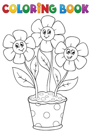 painted happy flowers - Coloring book with flower theme 5 - eps10 vector illustration. Stock Photo - Budget Royalty-Free & Subscription, Code: 400-07757890