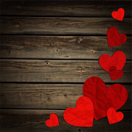 Vector illustration of hearts on the wooden background Photographie de stock - Aubaine LD & Abonnement, Code: 400-07758081