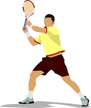 simsearch:400-07758215,k - Tennis player.  Colored Vector illustration Fotografie stock - Microstock e Abbonamento, Codice: 400-07758215