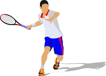 simsearch:400-07515585,k - Tennis player. Colored Vector illustration Foto de stock - Royalty-Free Super Valor e Assinatura, Número: 400-07758219