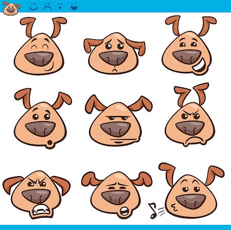 simsearch:400-07758238,k - Cartoon Illustration of Funny Dogs Expressing Emotions or Emoticons Set Stock Photo - Budget Royalty-Free & Subscription, Code: 400-07758235