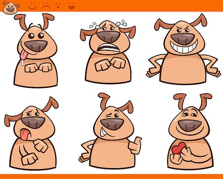 Cartoon Illustration of Funny Dogs Expressing Emotions Set Stock Photo - Budget Royalty-Free & Subscription, Code: 400-07758239