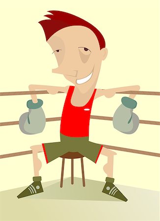 Smiling boxer with a black eye is sitting in the corner of the ring Stock Photo - Budget Royalty-Free & Subscription, Code: 400-07758338