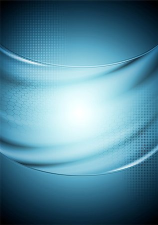 simsearch:400-08291134,k - Abstract tech wavy blue background. Vector illustration Stock Photo - Budget Royalty-Free & Subscription, Code: 400-07758388