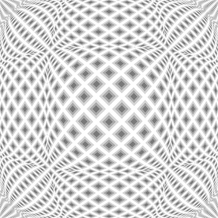 simsearch:400-07631338,k - Design monochrome warped diamond pattern. Abstract convex textured background. Vector art. No gradient Stockbilder - Microstock & Abonnement, Bildnummer: 400-07758605