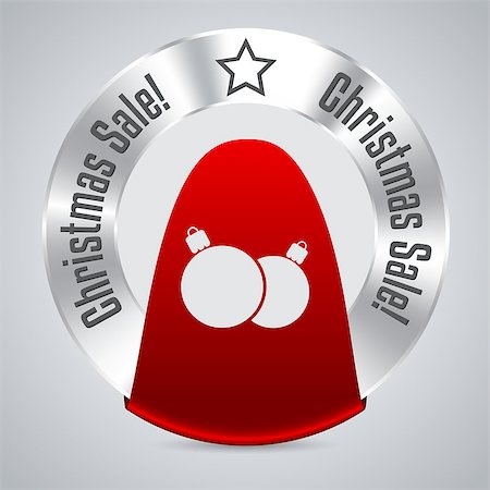 Christmas discount badge design with red ribbon Stockbilder - Microstock & Abonnement, Bildnummer: 400-07758633