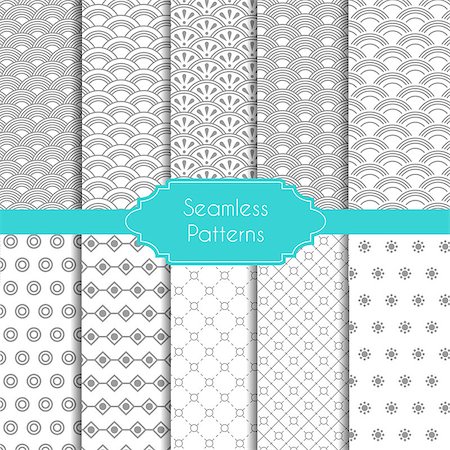 simsearch:400-07918887,k - Set of geometric seamless patterns. Vector illustration Stock Photo - Budget Royalty-Free & Subscription, Code: 400-07758709