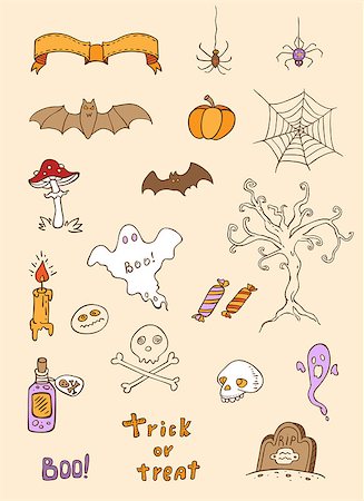 Halloween vector doodle elements for design Foto de stock - Super Valor sin royalties y Suscripción, Código: 400-07758734