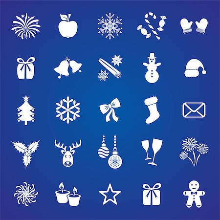 simsearch:400-08131561,k - Collection of white vector christmas and winter icons Stockbilder - Microstock & Abonnement, Bildnummer: 400-07758761