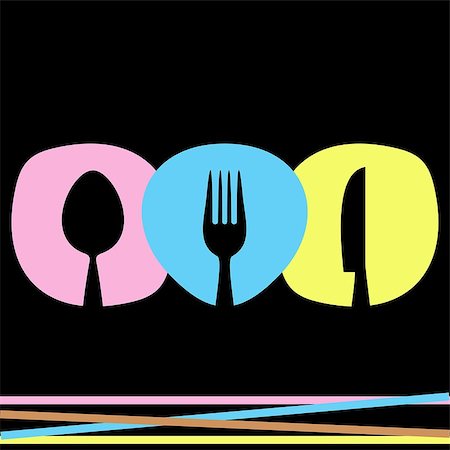 fork and spoon frame - Colorful vector abstract restaurant menu design with cutlery Photographie de stock - Aubaine LD & Abonnement, Code: 400-07758762
