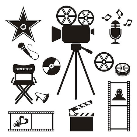 pictograph walking - Set of retro vector movie and music icons Stock Photo - Budget Royalty-Free & Subscription, Code: 400-07758777