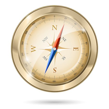 simsearch:400-04773117,k - Glossy golden compass isolated on white background. Vector illustration Photographie de stock - Aubaine LD & Abonnement, Code: 400-07758799