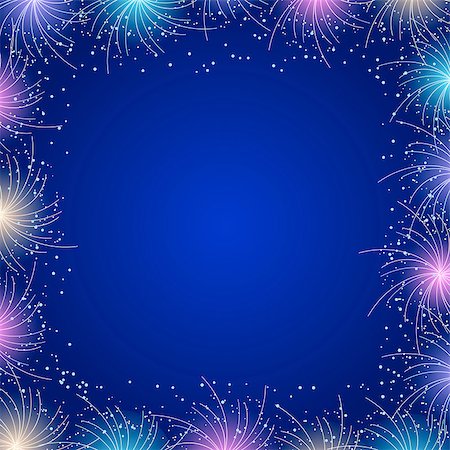 Blue Bright Frame Vector Illustration. Sparkles and Flares Decoration Stock Photo - Budget Royalty-Free & Subscription, Code: 400-07758822