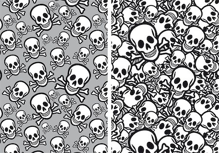 simsearch:400-06084708,k - Skulls and cross bones, skeleton, seamless patterns, vector set Stock Photo - Budget Royalty-Free & Subscription, Code: 400-07758838